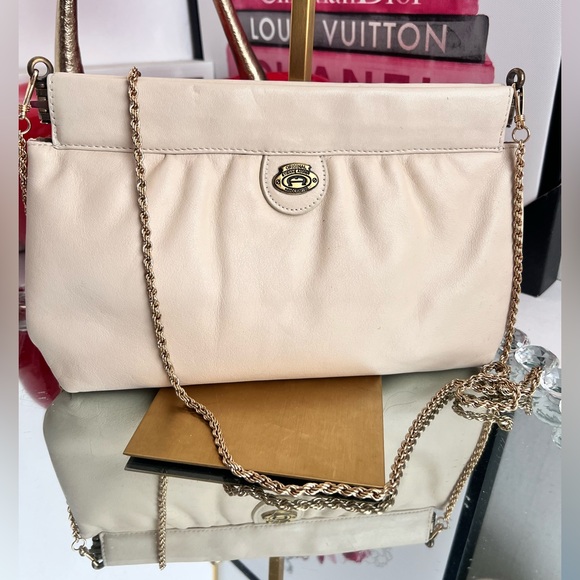 Etienne Aigner vintage Beige  leather Crossbody Bag with unbranded Gold Chain - Picture 3 of 10